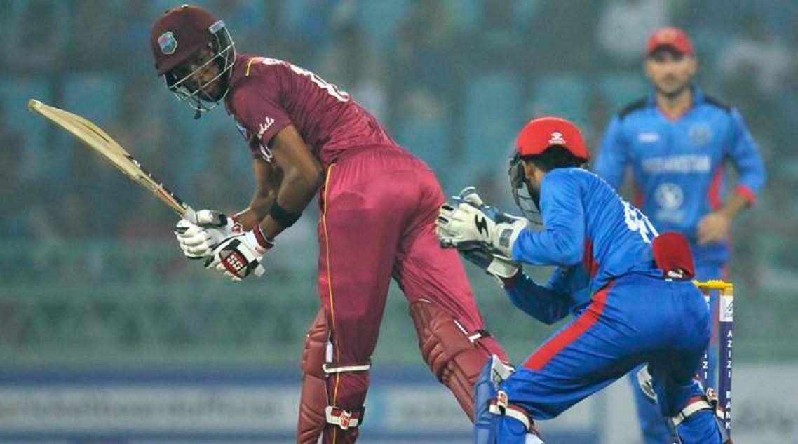 Lucknow: West Indies batsman Roston Chase  plays a shot during 1st ODI cricket match against Afghanistan  at Ekana International cricket stadium, Lucknow, Wednesday, Nov 06,2019. (PTI Photo)

(PTI11_6_2019_000213B)