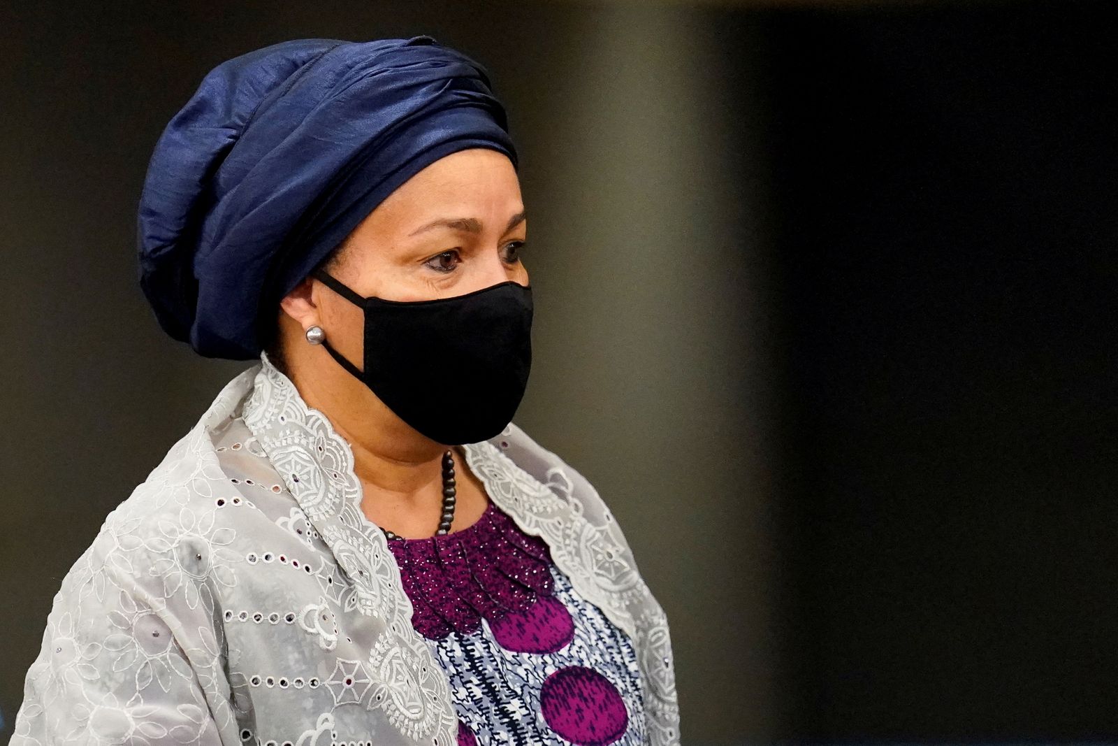 FILE PHOTO: Amina J. Mohammed, Deputy Secretary-General of the United Nations, arrives at United Nations headquarters during the 76th Session of the U.N. General Assembly, in New York, U.S., September 20, 2021. John Minchillo/Pool via REUTERS/File Photo